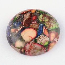 Colorful Dyed Natural Regalite/Imperial Jasper/Sea Sediment Jasper Cabochons, Half Round/Dome, Colorful, 30x9mm