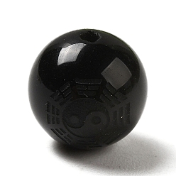 Otros Cuentas redondas de obsidiana natural, Bagua, 8.5x8 mm, agujero: 1 mm