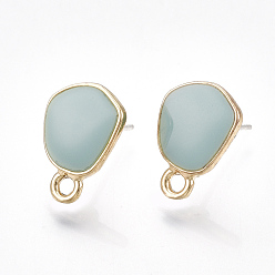 Аква Сплав серьги выводы, с необработанными (без покрытия) штифтами, эмаль и петля, золотой свет, вода, 13.5x9.5 мм, отверстия: 1.6 мм, штифты: 0.7 мм