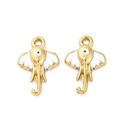 Белый 304 нержавеющей стальной эмали подвески, Слон прелести, ионное покрытие (ip), реальный 18 k позолоченный, белые, 25x16.5x5 мм, отверстие : 2.5 мм