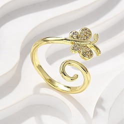 Бабочка Манжеты из латуни с микро паве кубический цирконий для женщин, реальный 18 k позолоченный, бабочка, внутренний диаметр: 17.6 мм