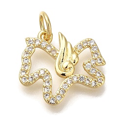 Настоящее золото 18K Стойка металлическая латунная микропрофилированная кубическая циркония подвески, без кадмия и без свинца, долговечный, дом с крылом, реальный 18 k позолоченный, 13.5x15.5x2 мм, отверстие : 3.5 мм