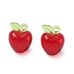 Red Transparent Acrylic Pendants, Apple Charms, Red, 17.5x14.5x13mm, Hole: 1.8mm