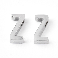 Letter Z Anlaufgeschützt 201 Charms aus Edelstahl, Edelstahl Farbe, letter.z, 8x4x3 mm, Bohrung: 1.6 mm