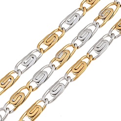 Золотой & Цвет Нержавеющей Стали Двухцветные 304 цепочки Lumachina из нержавеющей стали, ионное покрытие (ip), несварные, с катушкой, золотые и нержавеющая сталь цвет, 16x6x2 мм