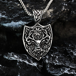 Античное Серебро Винтажный 304 кулон-подвеска в виде головы оленя из нержавеющей стали в стиле викингов для мужчин, античное серебро, 23.62 дюйм (60 см)