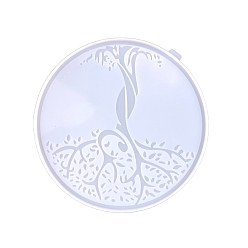 Плоский Круглый Древо жизни, украшение для дисплея, силиконовые формы своими руками, формы для литья смолы, для уф-смолы, изготовление изделий из эпоксидной смолы, плоско-круглые, 256x10 мм