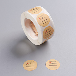 BurlyWood DIY Scrapbook, Decorative Adhesive Tapes, Flat Round with Word Handmade with Love, BurlyWood, 25mm, about 500pcs/roll