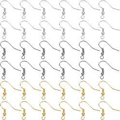 Mixed Color 300Pcs 3 Colors Iron Earring Hooks, with Horizontal Loop, Earring Making Accessories, Mixed Color, 19x21x3.5mm, Hole: 2mm, 22 Gauge, Pin: 0.6mm, 100pcs/color