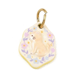 Cat Shape Печатные 304 подвески из нержавеющей стали, прелести животных, реальный 18 k позолоченный, оранжевые, форма кошки, 15x11x3 мм, отверстие : 4.5 мм