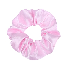 Pearl Pink Solid Color Slick Cloth Ponytail Scrunchy Hair Ties, Ponytail Holder Hair Accessories for Women and Girls, Pearl Pink, 100mm