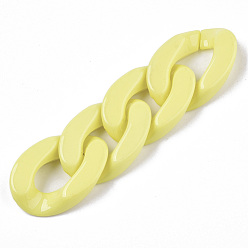 Yellow Opaque Acrylic Linking Rings, Quick Link Connectors, for Curb Chains Making, Twist, Yellow, 30x21x6mm, Inner Diameter: 16x8mm