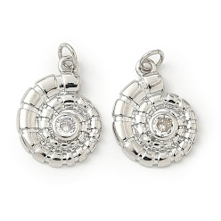 Платина Латунные микро проложить кубического циркония подвески, форма раковины, долговечный, без кадмия и без свинца, стойки покрытие, с целью перехода в кольце, платина, 20.5x15.5x3 мм, отверстие : 3.3 мм