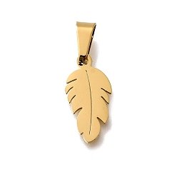 Золотой 304 подвески из нержавеющей стали, лазерная резка, ионное покрытие (ip), перо, золотые, 18x9x1 мм, отверстие : 7.5x3.5 мм