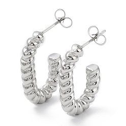 Нержавеющая Сталь Цвет Не тускнеющие 304 овальные серьги-гвоздики из нержавеющей стали, серьги-кольца, цвет нержавеющей стали, 25x4 мм