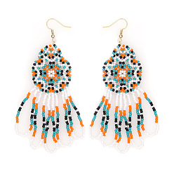 Разноцветный Серьги-кисточки из бисера ручной работы из богемного стекла, золотые, плоско-круглые, красочный