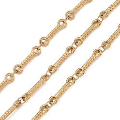 Golden 304 Stainless Steel Bar Link Chains, Twisted, Golden, 14x4x2mm and 4x2.5x0.4mm 