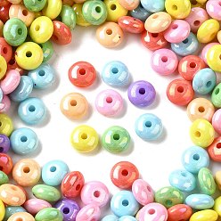 (52) Непрозрачная лаванда Непрозрачные акриловые бусины с УФ-покрытием, радужный, плоско-круглые, разноцветные, 8x4 мм, отверстие : 1.8 мм, Около 2500 шт / 500 г