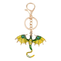 Золотистый Брелки с подвеской из сплава дракона и стразами, с разрезными кольцами для ключей и застежками-карабинами, античный золотой и золотой, золотые, 126.5 мм