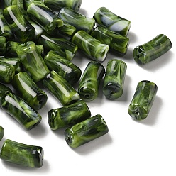 Зеленый Акриловые шарики Gemstone имитация, изогнутая трубка, два тона, зелёные, 29x14x14.5 мм, отверстие : 2.5 мм, Около 111 шт / 500 г