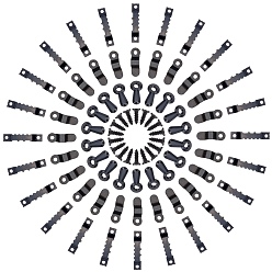 Electrophoresis Black 120Sets 3 Style Iron Picture Frame Turn Button, with Screw, Electrophoresis Black, 23~43.5x7.5~9x1~4mm, Hole: 3mm, 40sets/style