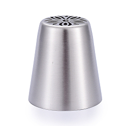 Stainless Steel Color Non-Tarnish Flower Stainless Steel Russian Piping Tips, Cake Decorating Tips, for Cupcake Cookies Birthday Party, Stainless Steel Color, 40.5x37mm, Inner Diameter: 35mm