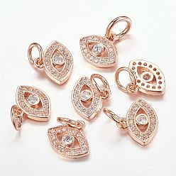 Розовое Золото CZ латунные микро проложить кубического циркония сглаза прелести, розовое золото , 9x11x2 мм, Перейти кольцо: 5x0.8 мм