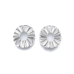 Нержавеющая Сталь Цвет Не тускнеет 201 подвеска из нержавеющей стали, фактурные подвески, полый овал с цветком, цвет нержавеющей стали, 21.5x18x1 мм, отверстие : 1.6 мм