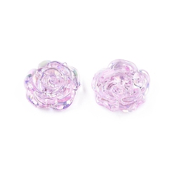 Rose Nacré Cabochons en plastique ABS transparent, fleur, perle rose, 19.5x7.5mm