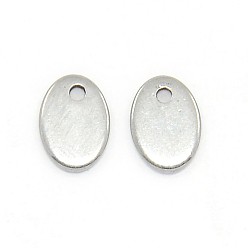Edelstahl Farbe Anlaufgeschützte, trendige 304 Edelstahl-Stanz-Anhänger mit blanken Anhängern, oval Charme, Edelstahl Farbe, 10x7x1 mm, Bohrung: 1 mm