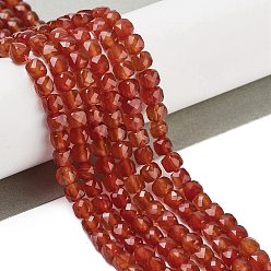 Red Agate Натуральный красный агат бисер нитей, граненые, кубические, класс А, 3.5~4.5x3.5~4x3.5 мм, отверстие : 0.6 мм, около 103~106 шт / нитка, 15.55'~15.75'' (39.5~40 см)