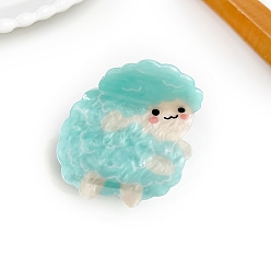 Овца Акриловые коготь заколки, бледные бирюзовая, овца, 59x58 мм