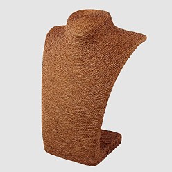 Коричневый Стереоскопические ожерелье бюст дисплеи, пу манекен дисплеи ювелирных изделий, покрыта ротанга, кофе, 210x125x278 мм