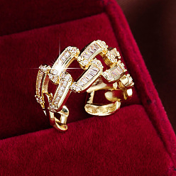 Золотой Открытые манжеты из латуни с микропаве и кубическим цирконием, золотые, внутренний диаметр: 18 мм