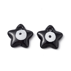 Черный Ручной зла подвески бусины глаз, звезда очарование, чёрные, 23.5~24x24~25x5~6.5 мм, отверстие : 2.5~3 мм