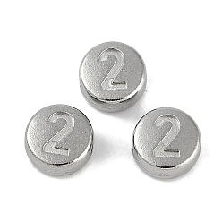 Нержавеющая Сталь Цвет Антикоррозийные 304 шарики из нержавеющей стали, плоские круглые с номером 2, цвет нержавеющей стали, 7x3.8 мм, отверстие : 1.8 мм
