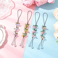 (52) Непрозрачная лаванда 4 шт. 4 цветов подвесные украшения ручной работы в технике лэмпворк, цветок, с акрилом и стеклом, разноцветные, 155~160 мм, 1 шт / цвет