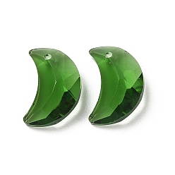 Темно-оливково-зеленый Стеклянные подвески, лунное очарование, граненые, темно-оливковый зеленый, 20x13.5x7.5 мм, отверстие : 1.6 мм