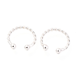 Платина Серьги-каффы из стерлингового серебра 925 с родиевым покрытием, скрученный с круглым, платина, 12x2 мм