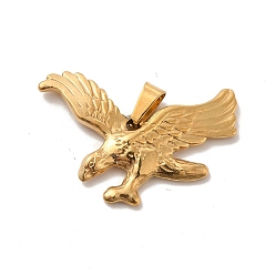 Oro Colgantes de acero inoxidable al vacío 201, encantos de águila, dorado, 23x34.5x3 mm, agujero: 7x3.5 mm
