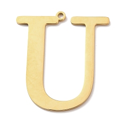 Letter U 304 подвески из нержавеющей стали, буквы, реальный 18 k позолоченный, ионное покрытие (ip), Буква U, 39x34.5x1.4 мм, отверстие : 2 мм