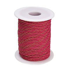 Cerise Verdrillte Polyesterschnur, mit Metallfaden, Runde, cerise, 3 mm