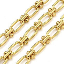 Золотой Ионное покрытие (IP) ручная работа 304 цепи с овальными звеньями из нержавеющей стали, несварные, с катушкой, золотые, 7.5~12x6.5x1.5~4.5 мм