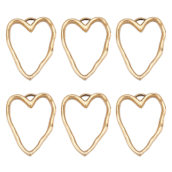 Real 24K Gold Plated 6Pcs Ion Plating(IP) 316 Surgical Stainless Steel Open Back Bezel Pendants, Heart, Real 24K Gold Plated, 26x20x2mm, Hole: 2.2x2.6mm