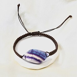 Флюорит Бусины из натурального флюорита плетеные браслеты из бисера, регулируемые браслеты из вощеной веревки, внутренний диаметр: 2 дюйм (5.2 см) ~ 3-5/8 дюйм (9.2 см)