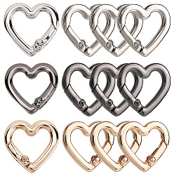 (52) Непрозрачная лаванда 24шт 3 цвета сплава пружинные затворные кольца, сердце, разноцветные, 21.5x22x3.3 мм, отверстие : 14 мм, 8 шт / цвет