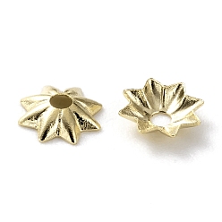Real 24K Gold Plated Brass Bead Cap, Long-Lasting Plated, Multi-Petal Flower, Real 24K Gold Plated, 5x1mm, Hole: 1mm