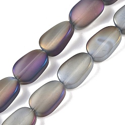 Темно-синий  Шифер Стеклянные бусины с гальваническим покрытием , матовые, овальные, темный сланец синий, 14x9x4.5 мм, отверстие : 1 мм, около 50 шт / нитка, 27.17 дюйм (69 см)