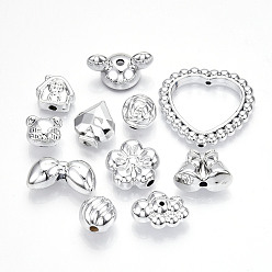 с Платиновым Покрытием Покрытие непрозрачных акриловых бисер, разнообразные, с покрытием платиным, 13~39.5x15~42.5x8~18 мм, отверстие : 2~3.5 мм