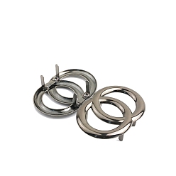 Gunmetal Ring Shape Alloy Decorative Buckles, Bag Decorations, Gunmetal, 3.6x5.2cm
